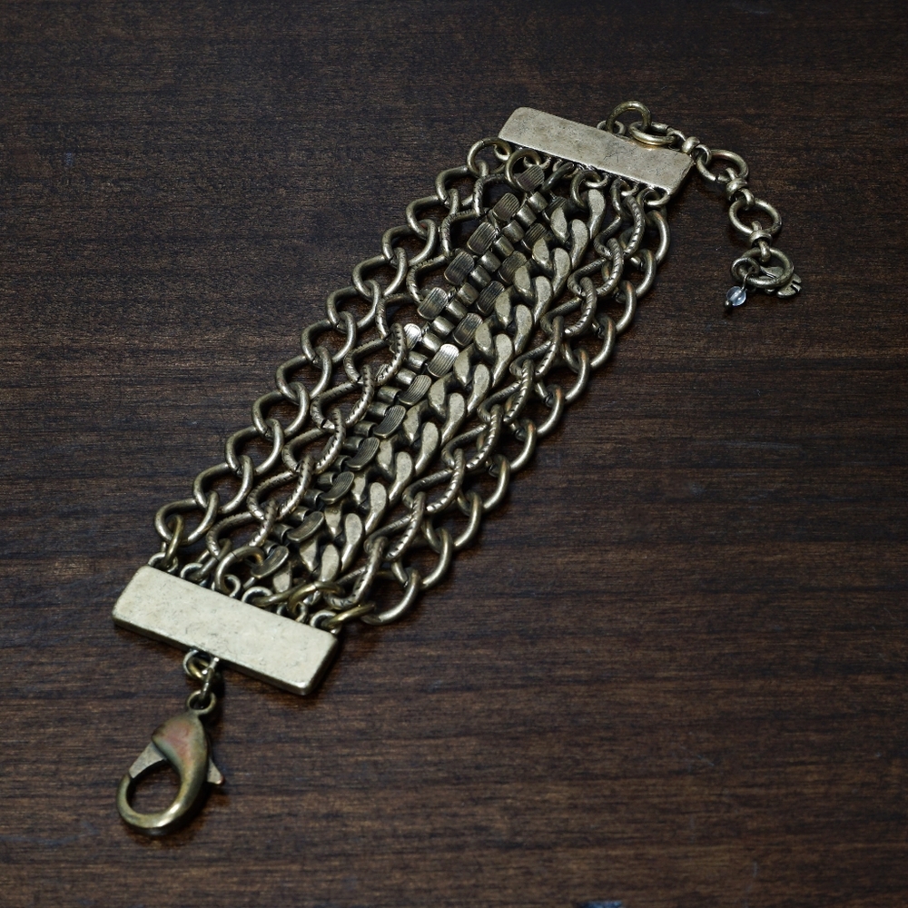 Lucky Brand Gold Multi Layer Chain Toggle Bracelet